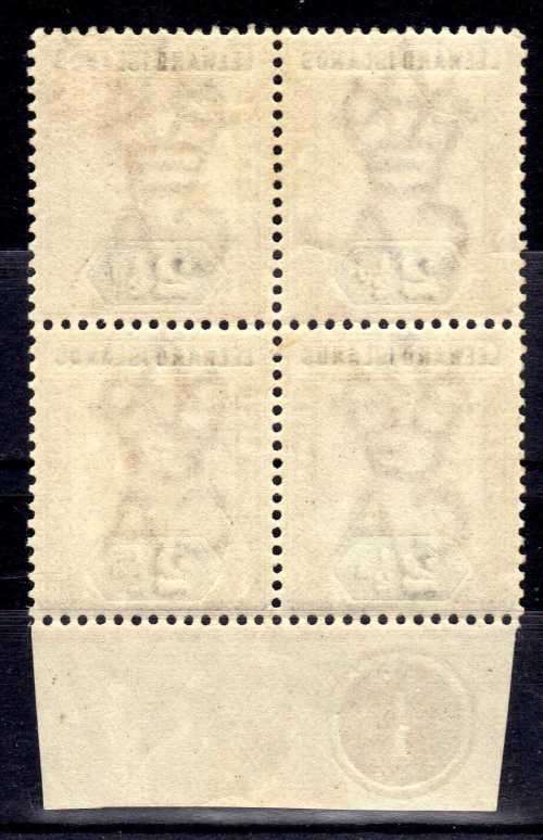 LEEWARD ISLANDS 1890 QV 2,5d BOTTOM BLOCK OF 4 PLATE "1" MINT SG 3. CAT 36 GBP x 2 PLATE & UMM PAIR+