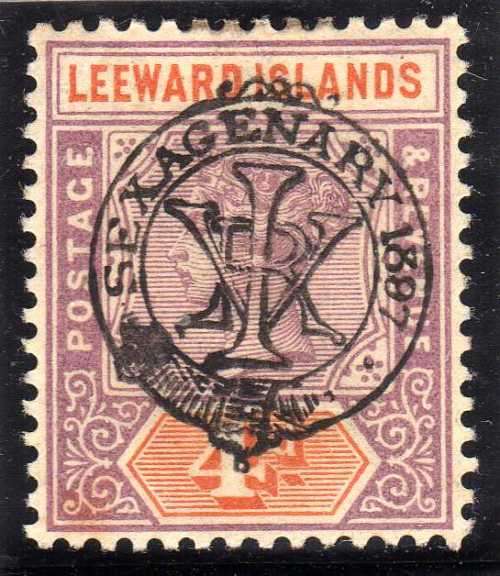 LEEWARD ISLANDS 1897 QV DIAMOND JUBILEE 4d MOUNTED MINT. SG 12. CAT 55 POUNDS. (2018)