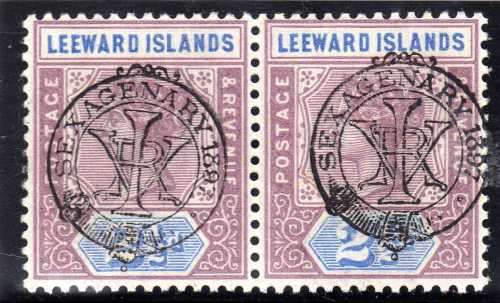 LEEWARD ISLANDS 1897 QV DIAMOND JUBILEE 2,5d PAIR UNMOUNTED MINT. SG 11. CAT 19 POUNDS ++ FOR UMM.