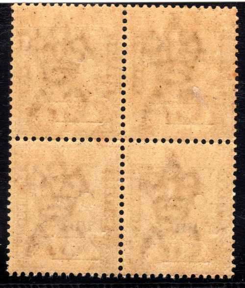 LEEWARD ISLANDS 1902 QV LOCAL SURCHARGE "One Penny" ON 4d BLOCK OF 4 MINT (3 UMM & 1 MM)
