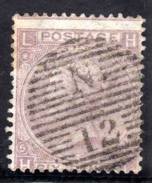 GREAT BRITAIN 1865-7 6d LILAC PLATE 5 FINE USED. SG 97. CAT 140 GBP (2018)