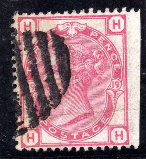 GREAT BRITAIN 1873-80 3d PALE ROSE PLATE 19 FINE USED. SG 144. CAT 80 POUNDS.(2018)