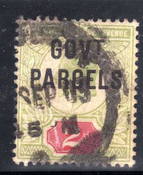 GREAT BRITAIN 1902 GOVERMENT PARCELS 2d GOOD USED BUT HEAVY CANCEL. SG O75. CAT 50 POUNDS (2018)