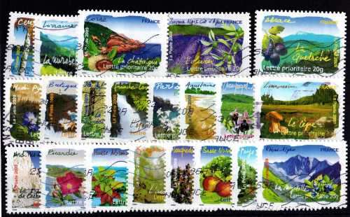 FRANCE 2009 REGIONAL FLORA 21 STAMPS (4 MISSING FROM SET) VFU. SG 4597-4620. CAT 29,40 POUNDS.