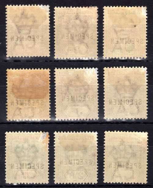 LEEWARD ISLANDS 1902 KEVII SPECIMEN SET OF 9 MM. SG 20s-28s. CAT 190 POUNDS. (2018)