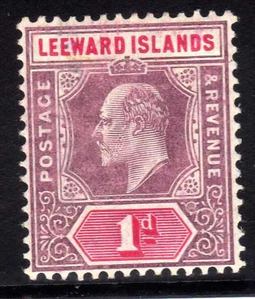LEEWARD ISLANDS 1905-08 KEVII DEFIN 1d DULL PURPLE & CARMINE LMM. SG 30. CAT 11 POUNDS. (2018)
