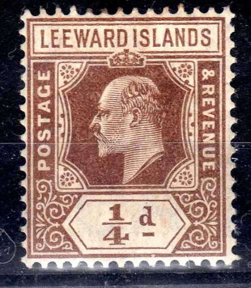 LEEWARD ISLANDS 1907-11 KEVII DEFIN 1/4d BROWN LMM. SG 36. CAT 2,75 POUNDS. (2018)