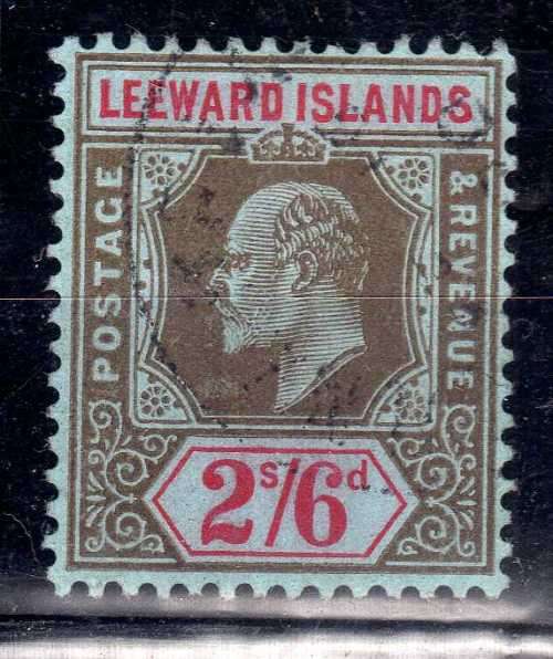 LEEWARD ISLANDS 1907-11 KEVII DEFIN 2/6d VERY FINE USED. SG 44. CAT 55 POUNDS. (2018)