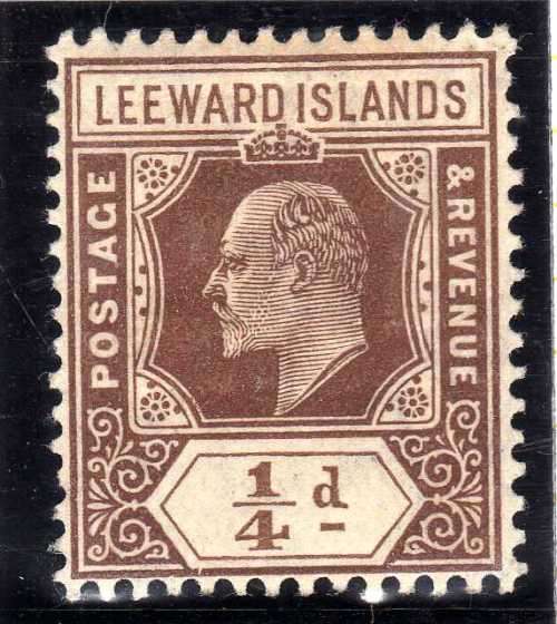 LEEWARD ISLANDS 1907-11 KEVII DEFIN 1/4d MM. SG 36. CAT 2,75 POUNDS. (2018)