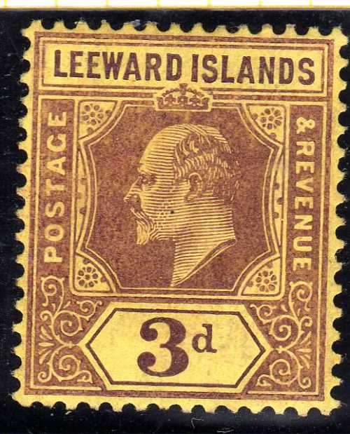 LEEWARD ISLANDS 1907-11 KEVII DEFINITIVE 3d MOUNTED MINT. SG 41. CAT 3,50 POUNDS. (2018)