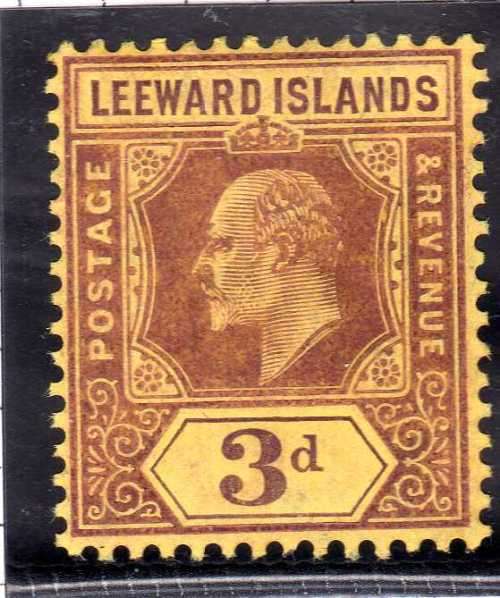 LEEWARD ISLANDS 1907-11 KEVII DEFIN 3d VERY LMM. SG 41. CAT 3,50 POUNDS. (2022)