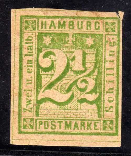 HAMBURG 1864 2½s IMPERF MOUNTED MINT LIGHT CREASES. SG 18. CAT 190 POUNDS.