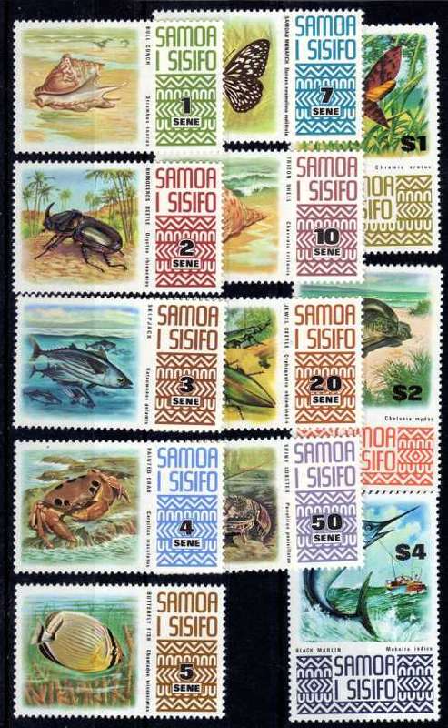 SAMOA 1972 DEFIN PART SET OF 12 LMM. (NO $5) SG 390-399b. CAT 22,30 POUNDS.