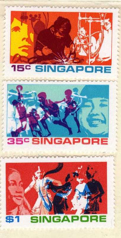 SINGAPORE 1972 YOUTH SET OF 3 LMM. SG 182-84. CAT 5,55 POUNDS.