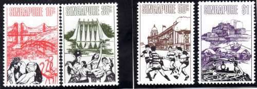 SINGAPORE 1973 SINGAPORE LAND MARKS SET OF 4 LMM. SG 193-96. CAT 7,55 POUNDS.