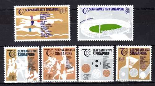 SINGAPORE 1973 SEAP GAMES SET OF 6 LMM. SG 205-210. CAT 10,55 POUNDS.