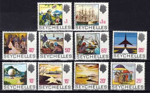 SEYCHELLES 1969 DEFINITIVE PART SET OF 10 LMM. CAT 20,55 POUNDS.