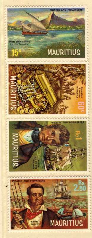 MAURITIUS 1972 PIRATES & PRIVATEERS SET OF 4 LMM. SG 459-62. CAT 7,40 POUNDS.