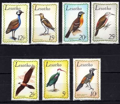 LESOTHO 1971 "BIRDS" SET OF 7 LIGHTLY MOUNTED MINT. SG 204-210. CAT 24 POUNDS.