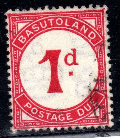 BASUTOLAND 1933 POSTAGE DUE 1d ORDINARY PAPER VERY FINE USED. SACC 1. CAT R350.