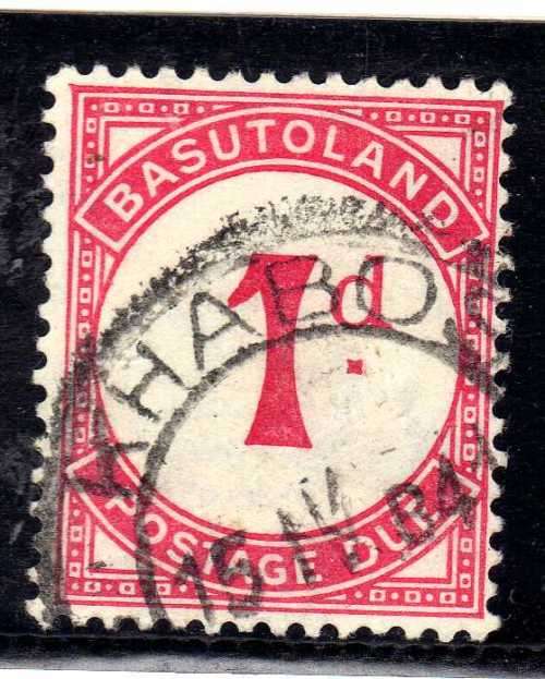 BASUTOLAND 1933 POSTAGE DUE 1d ORDINARY PAPER VERY FINE USED. SACC 1. CAT R350.