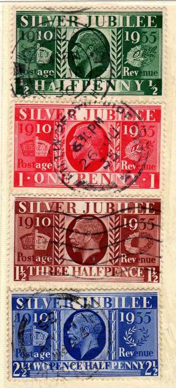 GREAT BRITAIN 1935 SILVER JUBILEE SET OF 4 VERY FINE USED. SG 453-456. CAT 9,50 POUNDS.