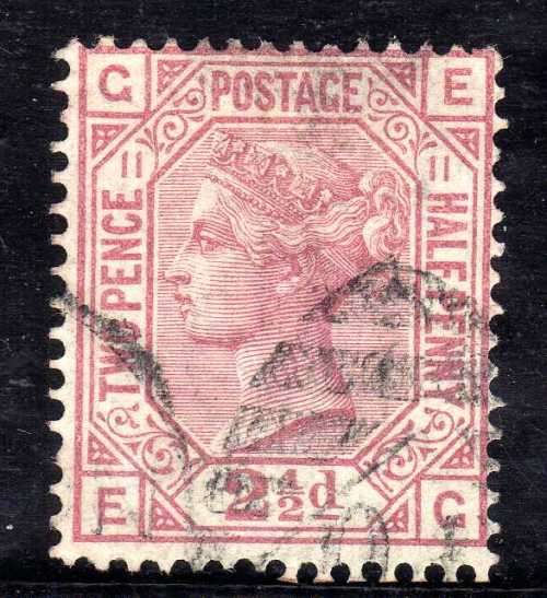 GREAT BRITAIN 1873-80 2½d ROSY MAUVE PLATE 11 VERY FINE USED. SG 141. CAT 80 POUNDS. (2018)