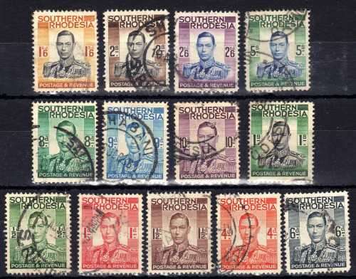 SOUTHERN RHODESIA 1937 DEFIN SET OF 13 VFU. SACC 42-54. CAT R425. (SACC 2015)