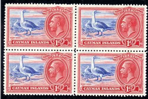 CAYMAN ISLANDS 1935 DEFIN 1d BOOBY BIRDS UMM BLOCK OF 4. SG 98. CAT 16 x 1,5 FOR UMM. POUNDS. (2018)