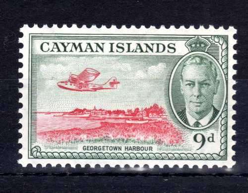CAYMAN ISLANDS 1950 KGVI DEFINITIVE 9d SCARLET & GREY-GREEN VF LMM. SG 143. CAT 13 POUNDS. (2018)