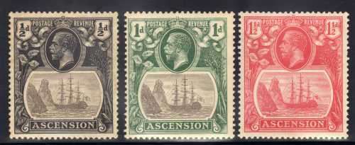 ASCENSION 1924-33 KGV DEFIN ½d-1½d MM. SG 10-12. CAT 22,50 POUNDS. (2018)