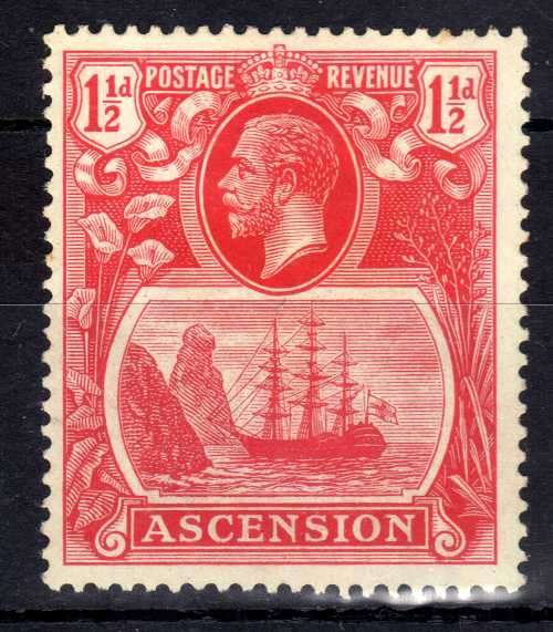 ASCENSION 1924-33 KGV DEFIN 1½d ROSE-RED MM. SG 12. CAT 10 POUNDS. (2018)