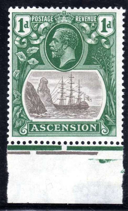 ASCENSION 1924-33 KGV DEFIN THE SCARCE 1d GREY-BLACK & BRIGHT BLUE-GREEN SUPERB UMM. SG 11d.