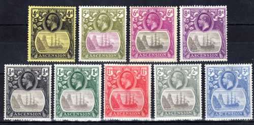 ASCENSION 1924-33 KGV DEFIN SHORT SET TO 8d MOUNTED MINT. SG 10-17. CAT 207,50 POUNDS. (2018)