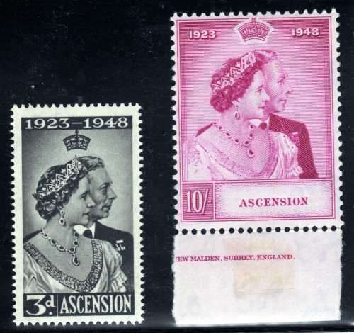 ASCENSION 1948 SILVER WEDDING SET OF 2 SUPERB UNMOUNTED MINT. SG 50-51. CAT 50 POUNDS. (2018)