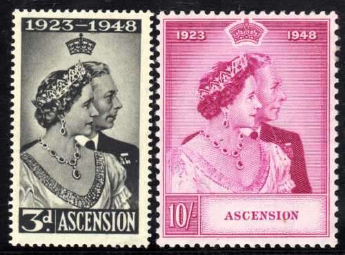 ASCENSION 1948 SILVER WEDDING SET OF 2 SUPERB UNMOUNTED MINT. SG 50-51. CAT 50 POUNDS. (2018)