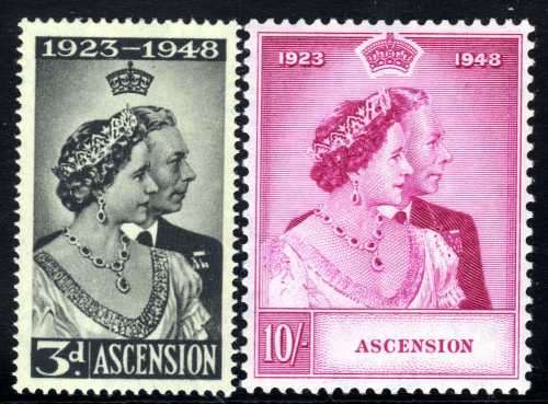 ASCENSION 1948 SILVER WEDDING SET OF 2 SUPERB UNMOUNTED MINT. SG 50-51. CAT 50 POUNDS. (2018)