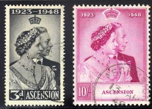 ASCENSION 1948 SILVER WEDDING SET OF 2 VERY FINE USED. SG 50-51. CAT 50 POUNDS. (2018)