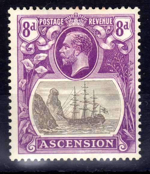 ASCENSION 1924-33 KGV DEFIN 8d GREY-BLACK & BRIGHT VIOLET FINE MM. SG 17. CAT 20 POUNDS. (2018)