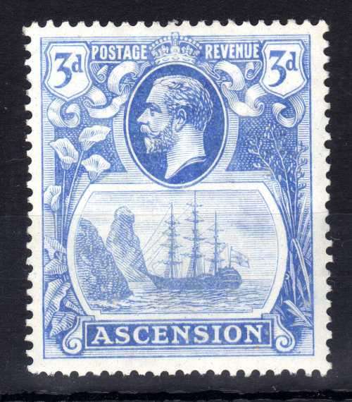 ASCENSION 1924-33 KGV DEFIN 3d BLUE VERY FINE MM. SG 14. CAT 8 POUNDS. (2018)