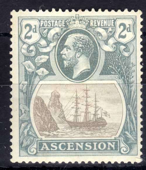 ASCENSION 1924-33 KGV DEFIN 2d GREY-BLACK & GREY FINE MM. SG 13. CAT 24 POUNDS. (2018)