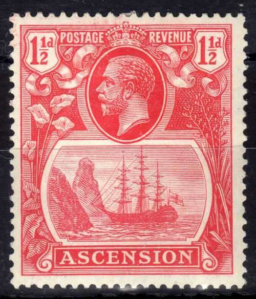 ASCENSION 1924-33 KGV DEFIN 1½d ROSE-RED FINE MM. SG 12. CAT 10 POUNDS. (2018)
