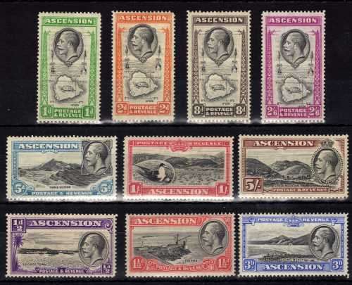 ASCENSION 1934 DEFIN FULL SET OF 10 VERY FINE MM. (2/6d UMM) SG 21-30. CAT 120 POUNDS. (2018)