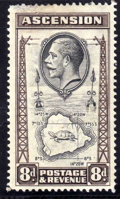 ASCENSION 1934 DEFIN 8d BLACK & SEPIA MM. SG 27. CAT 4.25 POUNDS. (2018)