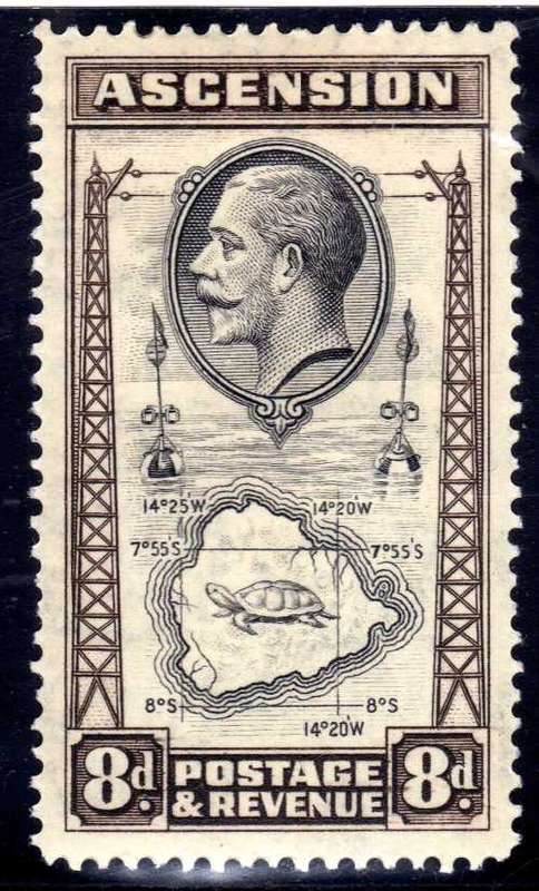 ASCENSION 1934 DEFIN 8d BLACK & SEPIA MM. SG 27. CAT 4.25 POUNDS. (2018)