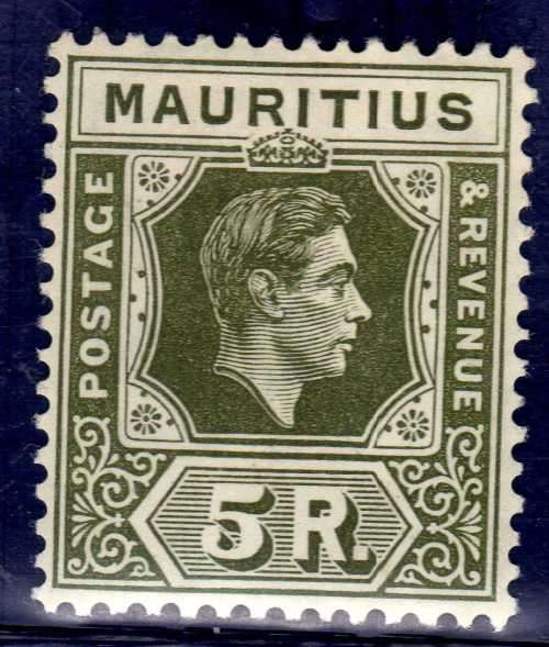 MAURITIUS 1938 DEFIN 5R MOUNTED MINT. SG 262a. CAT 38 POUNDS.