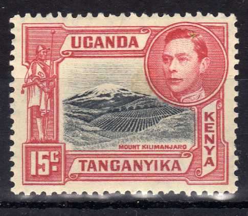 KENYA UGANDA TANGANYIKA 1938 DEFIN 15c BLACK/ROSE RED PERF 13¼ LMM. CAT 32 POUNDS. (2018)
