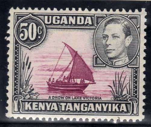 KENYA UGANDA TANGANYIKA 1938 DEFIN 50c PERF 13 x 11¾ LMM (SHORT PERF LEFT) SG 144. CAT 23 GBP (2018)
