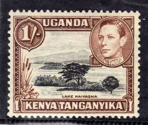 KENYA UGANDA TANGANYIKA 1938 DEFIN 1/- BLACK & BROWN PERF 13 x 12½ MM. SG 145b. CAT 22 GBP (2018)
