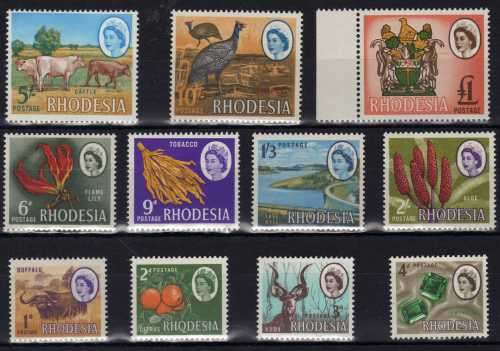 RHODESIA 1966-70 MARDON DEFIN SET OF 11 UMM. SACC 145-155. CAT R348 (2019-20)